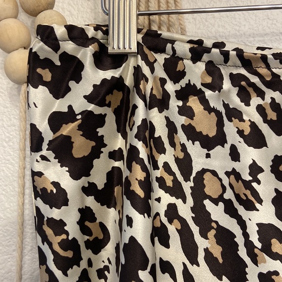 Y2K leopard silk slip skirt midi animal print beaded embroidery large NY&Co - Picture 7 of 15